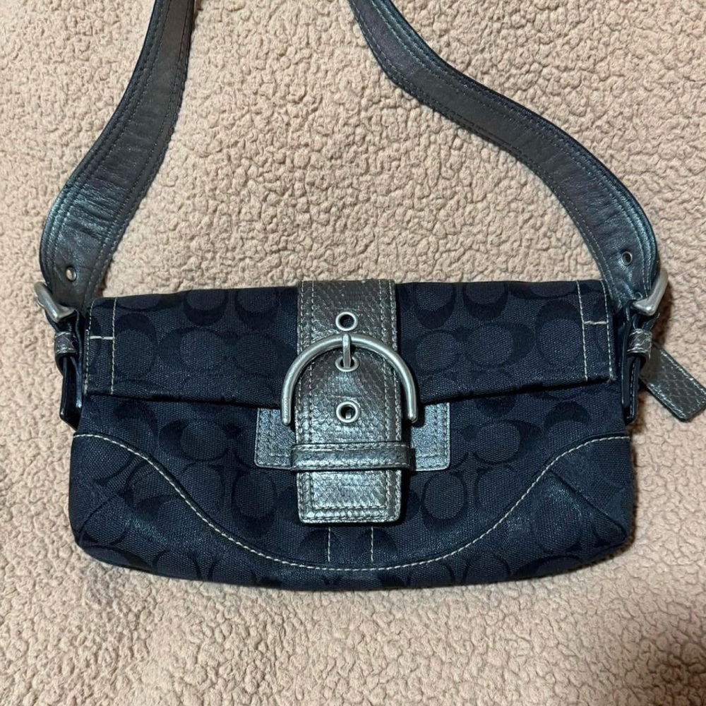 Coach Black and Silver Shoulder Bag